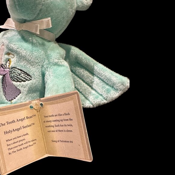 Vintage Holy Bears Tooth Angel Plush Bear, Mint Green Tooth Fairy Stuffed Animal - Picture 12 of 13
